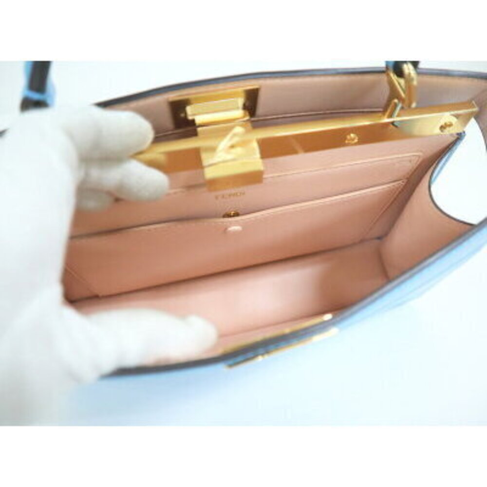 Fendi Peekaboo Isee East West Handbag Leather Blue View 5